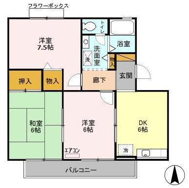 メゾンクレール四番館(3DK/2階)の間取り写真