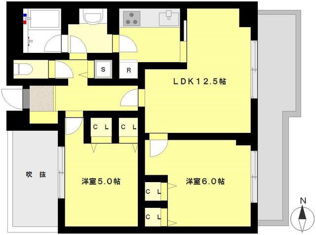 グランディコア中野弥生町(2LDK/2階)の間取り写真