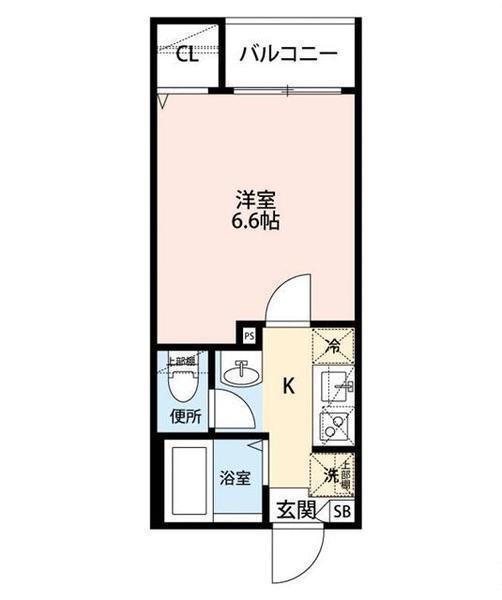 ログリア(1K/1階)の間取り写真