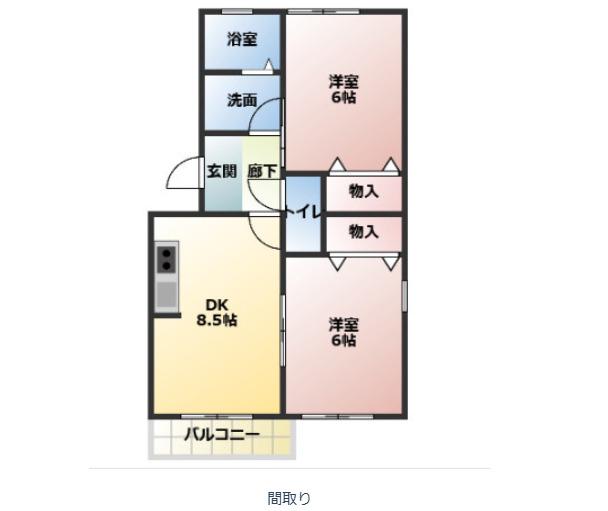スカイガーデン(2LDK/2階)の間取り写真