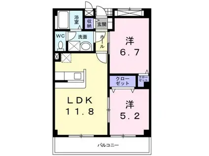 グレイス恵風(2LDK/3階)の間取り写真