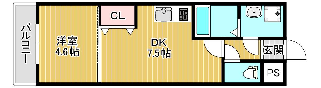 フジパレス堺浜寺石津III番館(1DK/2階)の間取り写真