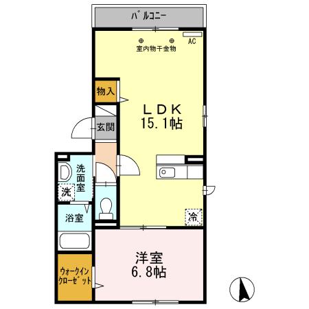 カウベル・クラ(1LDK/3階)の間取り写真