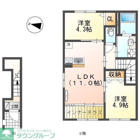 ブラン メゾンIII(2LDK/2階)の間取り写真