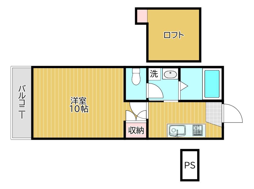 ベルヒルズ黒崎インター(1K/4階)の間取り写真