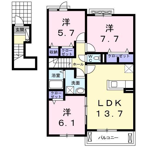 スカイパレスIII(3LDK/2階)の間取り写真
