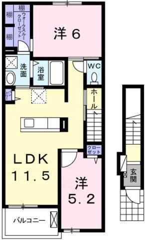 ウエストガーデンVI(2LDK/2階)の間取り写真