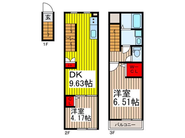 ミハス浦和(2DK/2階)の間取り写真