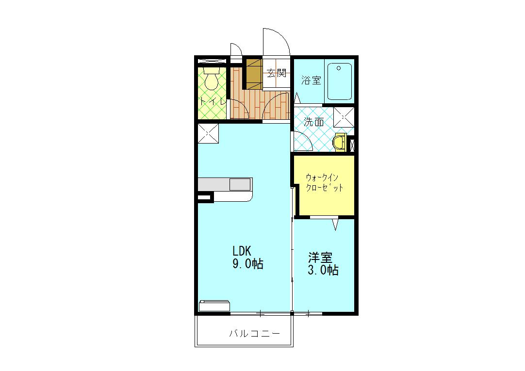 リビングタウンいせI(1LDK/1階)の間取り写真