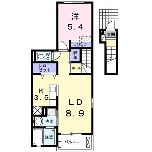 フィオーレ(1LDK/2階)の間取り写真