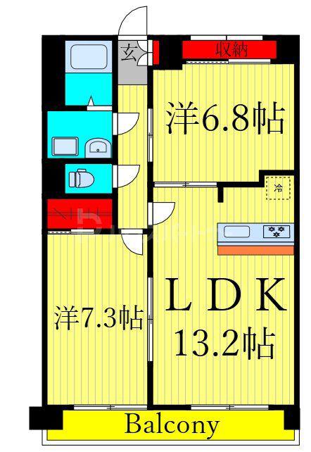 コモン西葛西(2LDK/10階)の間取り写真