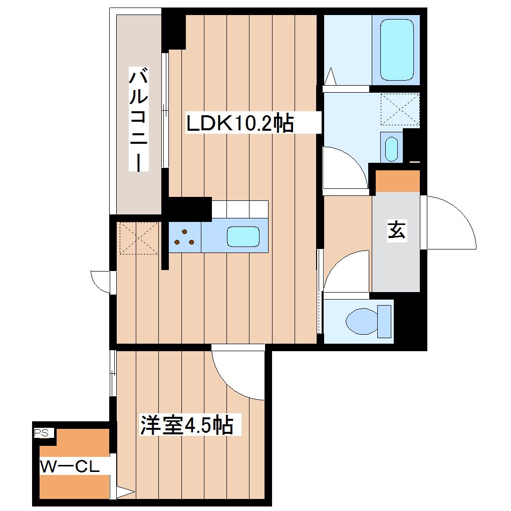 D-ROOM大和町(1LDK/3階)の間取り写真