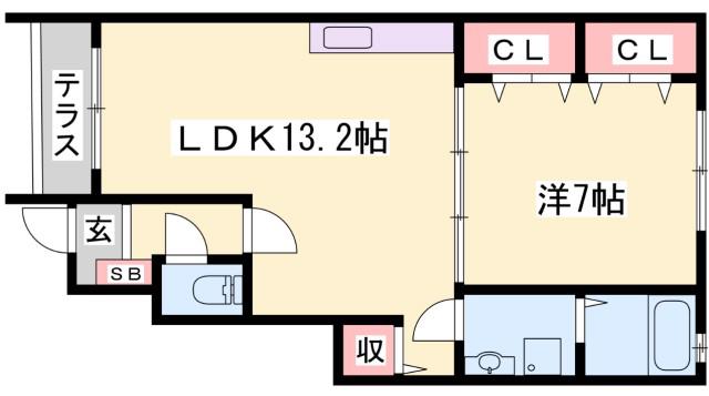 メゾンタカモト一番館(1LDK/1階)の間取り写真