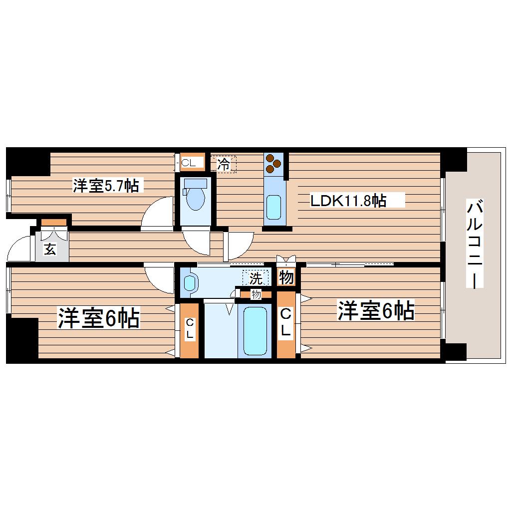 MFPRコート宮町(3LDK/4階)の間取り写真
