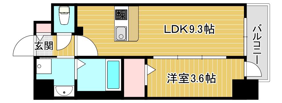ファステート難波グランプリ(1LDK/9階)の間取り写真