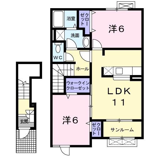 アルボーレ(2LDK/2階)の間取り写真