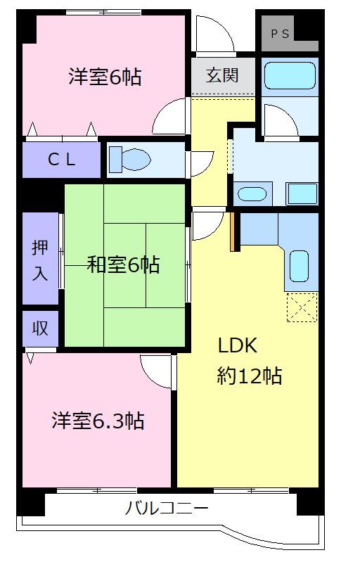 メゾンリーガル48(3LDK/3階)の間取り写真