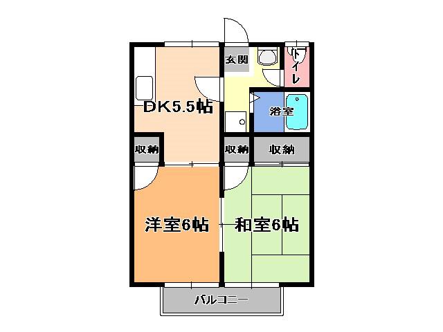 コーポセフィール(2DK/2階)の間取り写真