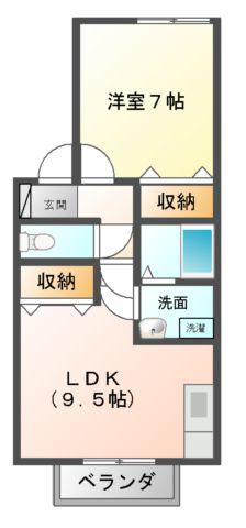 プチゼジュール州先町(1LDK/2階)の間取り写真