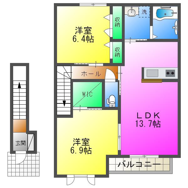 シャーメゾン西明石IA(2LDK/2階)の間取り写真