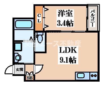 H-MAISON衣摺III(1LDK/3階)の間取り写真