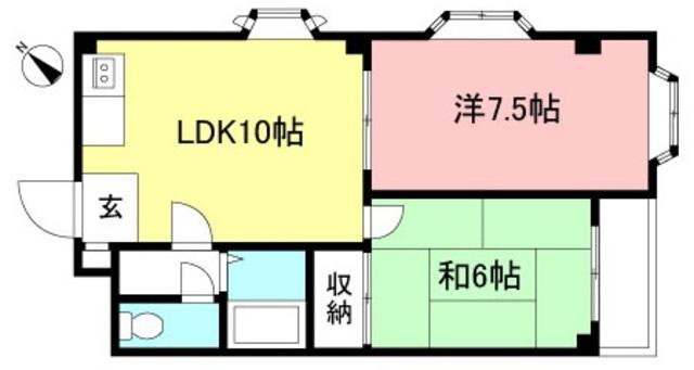 カームワン(2LDK/2階)の間取り写真
