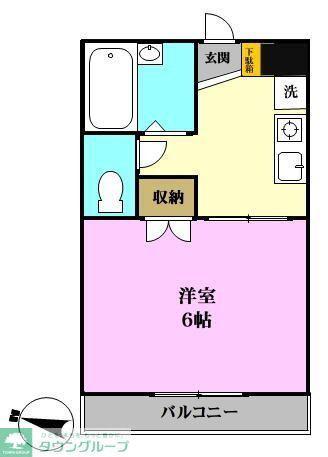 プリムラサカイB棟(1K/2階)の間取り写真