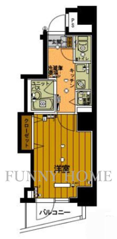 スカイコート駒沢大学(1K/2階)の間取り写真