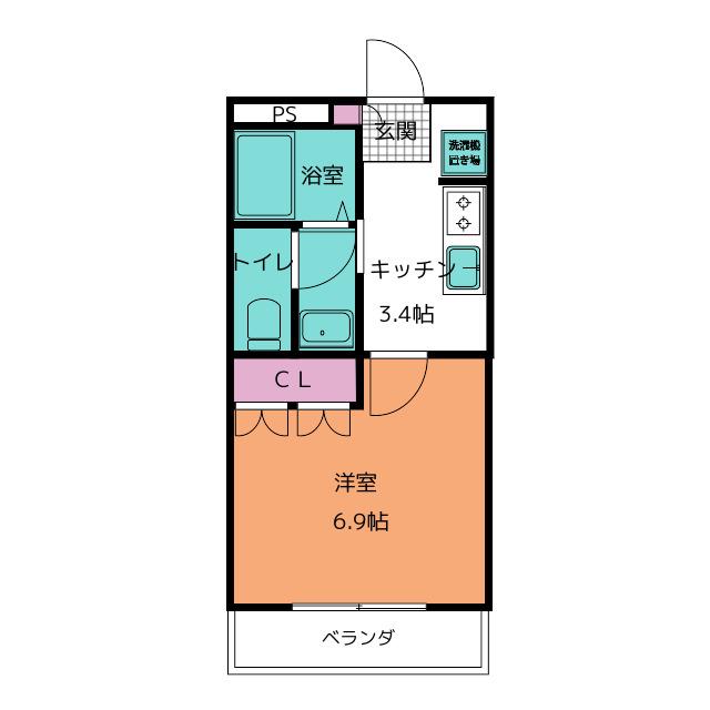 メゾンエスポアール(1K/1階)の間取り写真