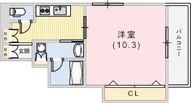 エスティ・ロアール神戸西(1K/9階)の間取り写真