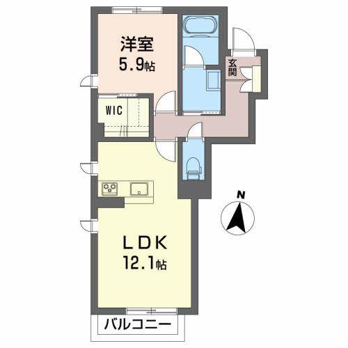 ブランノワール開成(1LDK/2階)の間取り写真