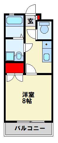 ライフコム中原(1K/1階)の間取り写真