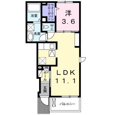 シェリールA(1LDK/1階)の間取り写真