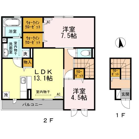メルベーユ(2LDK/2階)の間取り写真