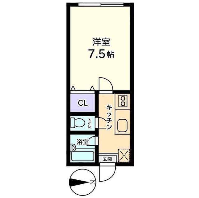 信開セルーラ白江ウエスト(1K/1階)の間取り写真