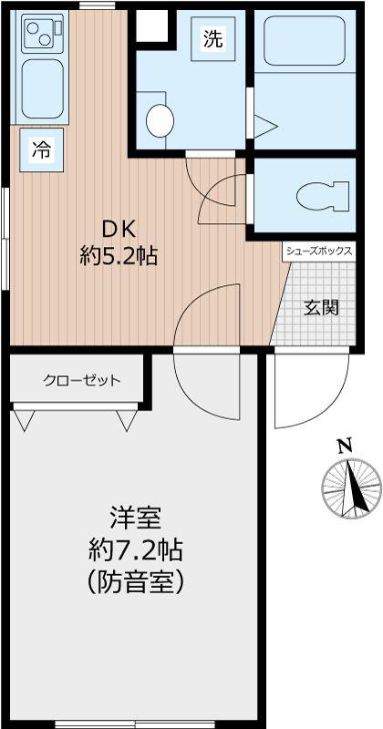 ジュエシュピーレン蓮根(1DK/4階)の間取り写真