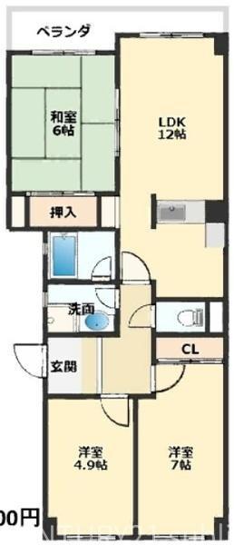 ステイザリヴ守山 402(3LDK/1階)の間取り写真