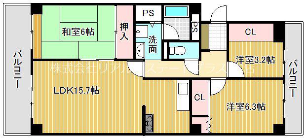 グランドメゾン守山1番館(3LDK/6階)の間取り写真