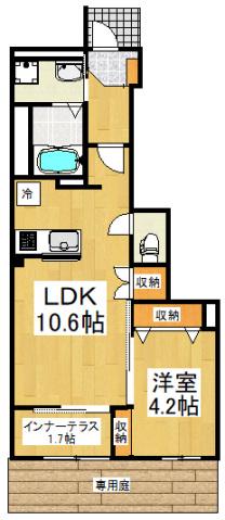 ルーラル パインズ(1LDK/1階)の間取り写真