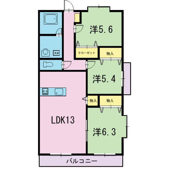 グランツ(3LDK/3階)の間取り写真