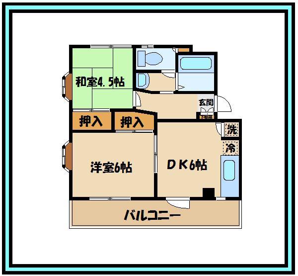 リーベンブルク(2DK/2階)の間取り写真