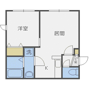 ADVANCE北12条(1LDK/2階)の間取り写真