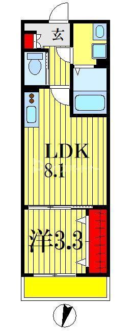 グランダ千葉(1LDK/2階)の間取り写真
