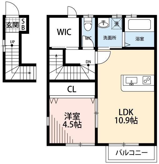 フレール(1LDK/2階)の間取り写真