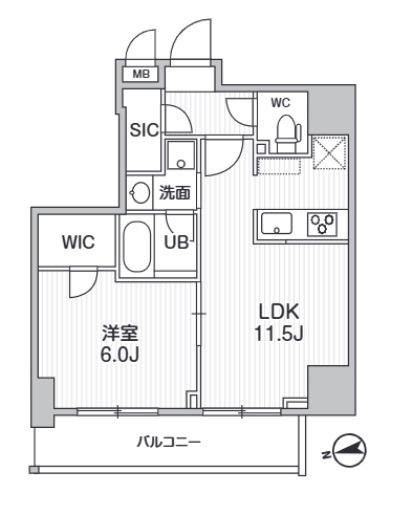 S-RESIDENCE新御徒町CHIARO(1LDK/2階)の間取り写真