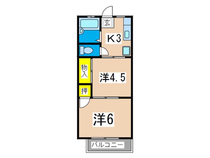 ハイツ小田切(2K/1階)の間取り写真