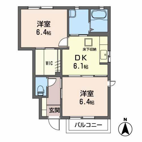タウンコートB(2DK/1階)の間取り写真