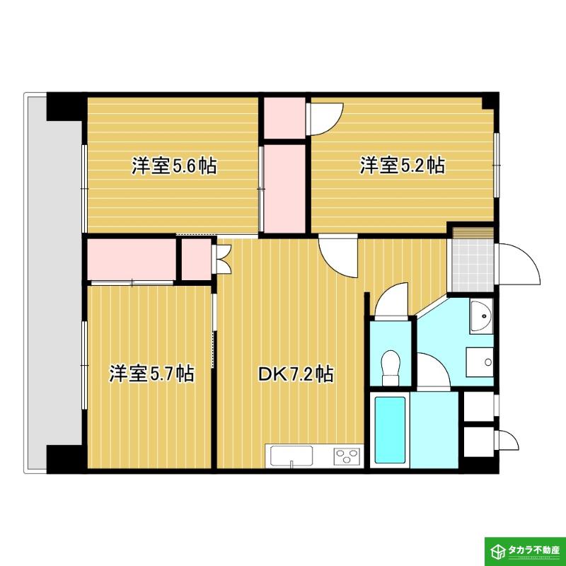 CREACOURT 石垣(3DK/3階)の間取り写真