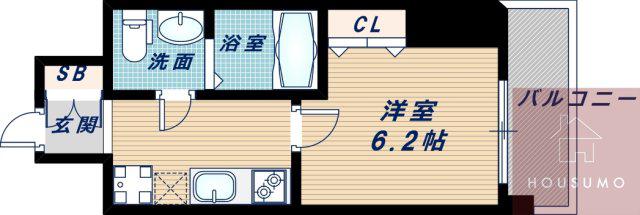 ラグゼ東三国II(1K/9階)の間取り写真