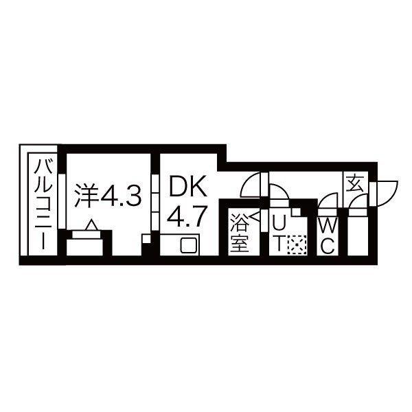 ルネサンスコート祐天寺(1DK/2階)の間取り写真